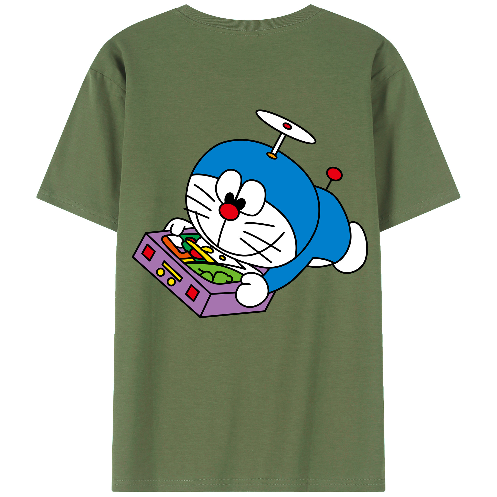 （画像用） ドラえもん Doraemon 綿100％ メンズ半袖Tシャツ（バックプリント） 通気性